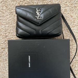 YSL Toy Lou Lou HandBag Purse Black w/ Silver Hardware